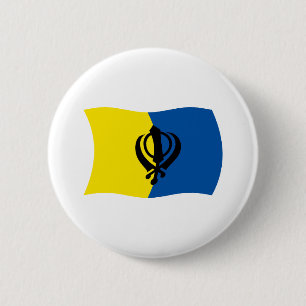 Macaron Rond 5 Cm Bouton du drapeau du sikhisme