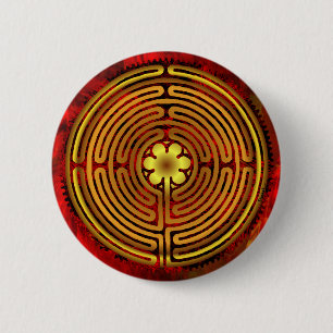 Macaron Rond 5 Cm Bouton du feu de labyrinthe de Chartres