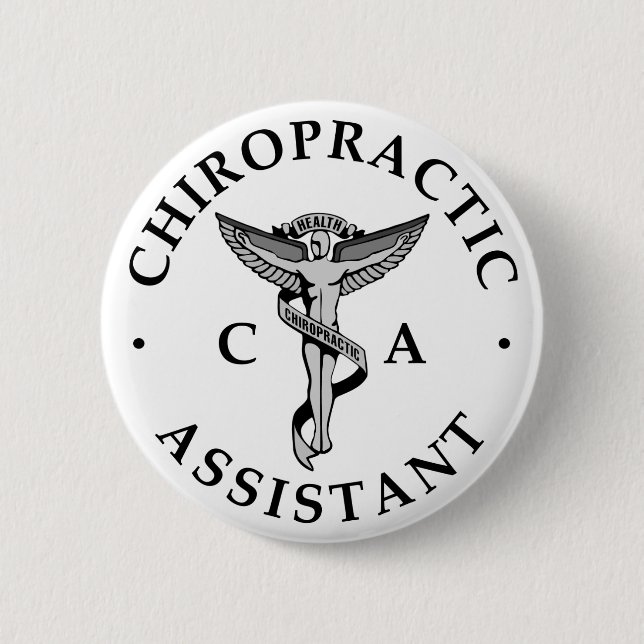 Macaron Rond 5 Cm Bouton du logo de l'assistant chiropratique (Devant)