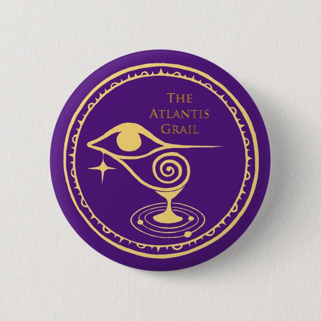 Macaron Rond 5 Cm Bouton du logo de l'Atlantis Grail - violet (Devant)