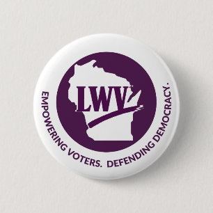Macaron Rond 5 Cm Bouton du logo LWV Wisconsin - Fond blanc