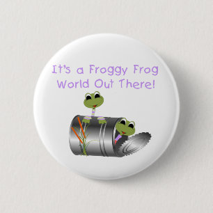 Macaron Rond 5 Cm Bouton du MONDE de GRENOUILLE de FROGGY