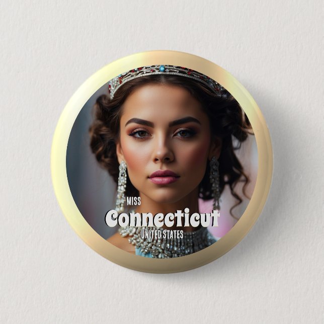 Macaron Rond 5 Cm Bouton du Pageant Golden Shine Pin Photo personnal (Devant)