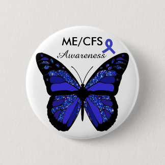 Macaron Rond 5 Cm Bouton du papillon de sensibilisation du ME/CFS
