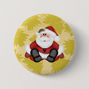 Macaron Rond 5 Cm Bouton du Père Noël mignon avec les arbres de Noël