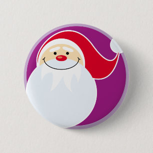 Macaron Rond 5 Cm Bouton du Père Noël souriant