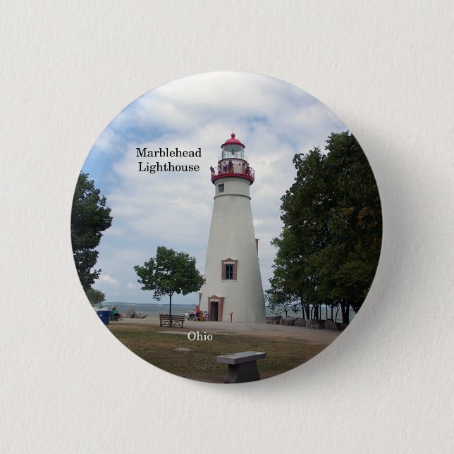 Macaron Rond 5 Cm Bouton du phare de Marblehead (Devant)
