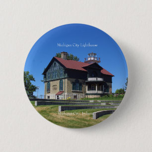 Macaron Rond 5 Cm Bouton du phare de Michigan City