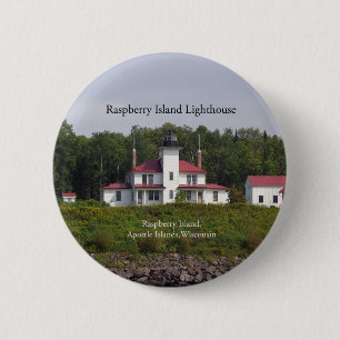 Macaron Rond 5 Cm Bouton du phare de Raspberry Island