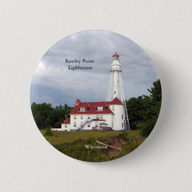 Macaron Rond 5 Cm Bouton du phare de Rawley Point (Devant)