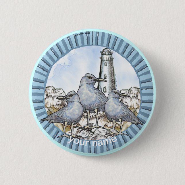 Macaron Rond 5 Cm Bouton du phare Guide Gulls (Devant)