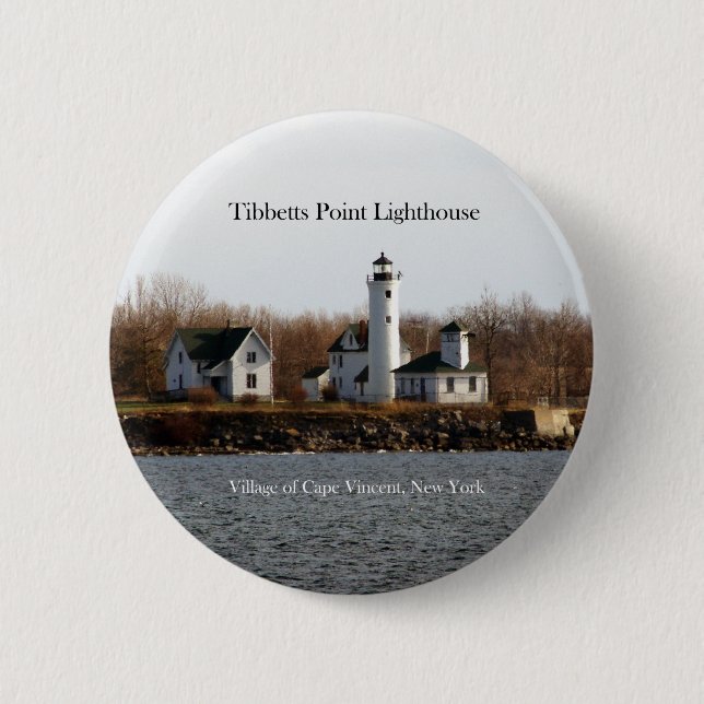 Macaron Rond 5 Cm Bouton du phare Tibbetts Point (Devant)