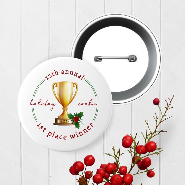 Macaron Rond 5 Cm Bouton du Prix du gagnant du concours annuel de va (Christmas Holiday Competition Prize Button for the Winner. Great for Cookie & Sweater Contests!)