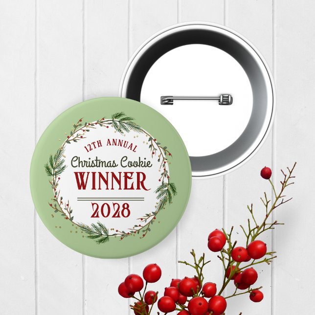 Macaron Rond 5 Cm Bouton du prix du gagnant du concours annuel des f (Christmas Holiday Competition Prize Button for the Winner. Great for Cookie & Sweater Contests!)