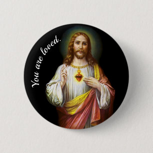 Macaron Rond 5 Cm Bouton du Sacré Coeur de Jésus
