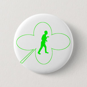 Macaron Rond 5 Cm Bouton du shamrock du paddy blanc de St avec le