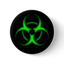 Bouton du symbole biodanger vert néon
