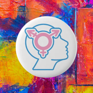 Macaron Rond 5 Cm Bouton du Symbole de la Fierté Trans
