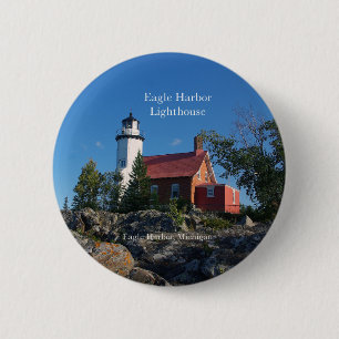 Macaron Rond 5 Cm Bouton Eagle Harbour Lighthouse