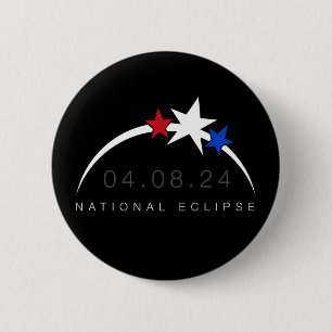 Macaron Rond 5 Cm Bouton Éclipse solaire totale 2024