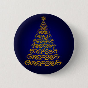 Macaron Rond 5 Cm Bouton élégant Bleu Arbre de Noël