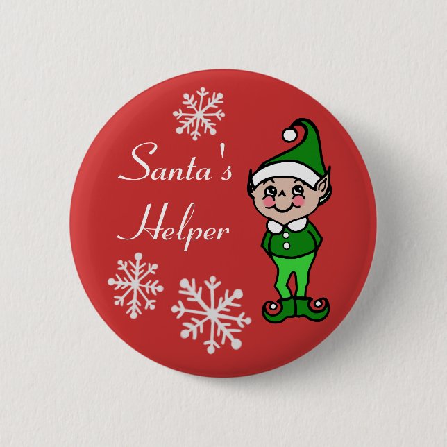 Macaron Rond 5 Cm Bouton Elf de Noël rétro (Devant)