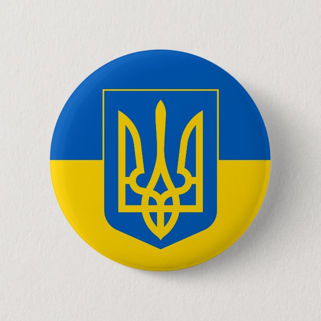 Macaron Rond 5 Cm bouton emblème ukrainien (Devant)