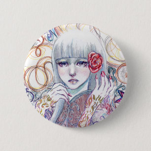 Macaron Rond 5 Cm Bouton émotif de fleur