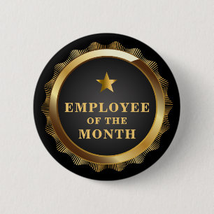 Macaron Rond 5 Cm Bouton Employé du mois Gold Stars