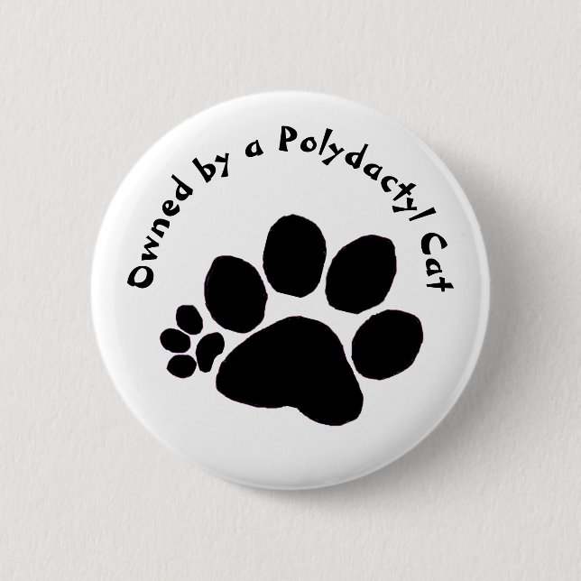 Macaron Rond 5 Cm Bouton - Empreinte de patte Polydactyl (Devant)