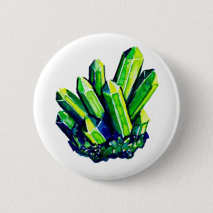 Macaron Rond 5 Cm Bouton en cristal vert