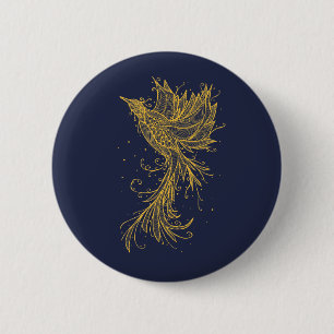 Macaron Rond 5 Cm Bouton en hausse d'or de bleu de Phoenix