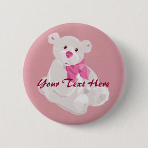 Macaron Rond 5 Cm Bouton en tourbillon blanc et rose