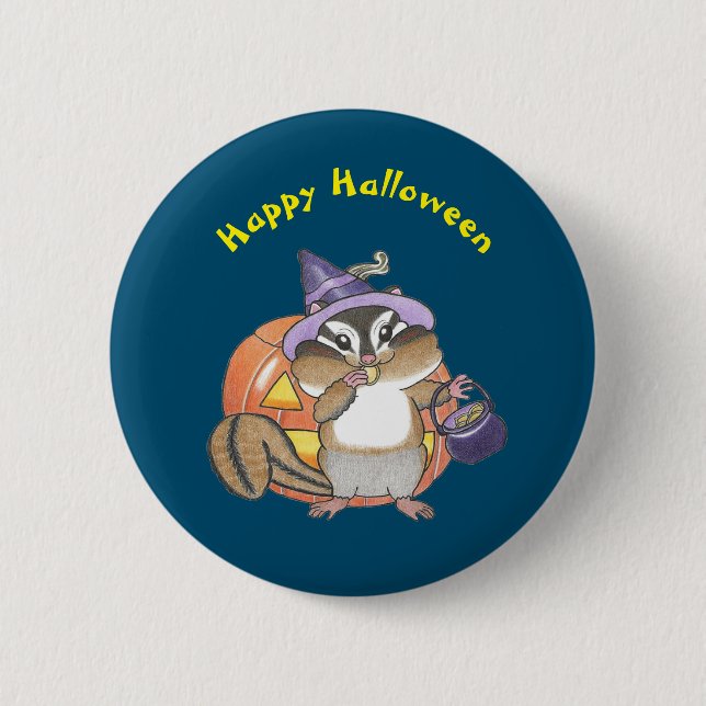 Macaron Rond 5 Cm Bouton enfant d'Halloween Chipmunk mignon (Devant)