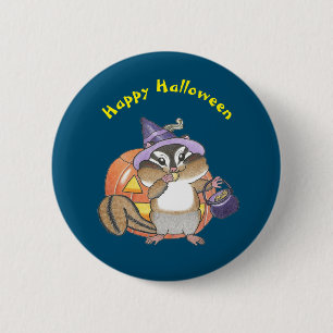 Macaron Rond 5 Cm Bouton enfant d'Halloween Chipmunk mignon