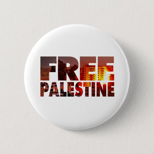 Macaron Rond 5 Cm Bouton Enregistrer le Pinback Palestine (Devant)