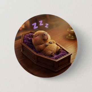 Macaron Rond 5 Cm Bouton épinglé à l'effigie d'un capybara mignon en