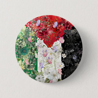 Macaron Rond 5 Cm Bouton épinglé au drapeau floral de la Palestine |