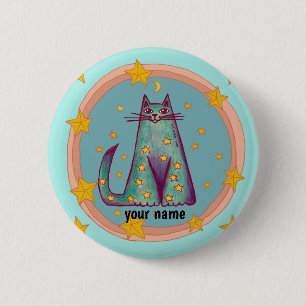 Macaron Rond 5 Cm Bouton épinglé Chat de frontière