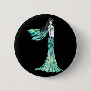 Macaron Rond 5 Cm Bouton épinglé de fée verte