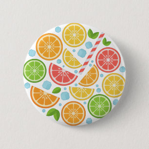 Macaron Rond 5 Cm Bouton épinglé de fruits d'agrumes colorés - Or d'