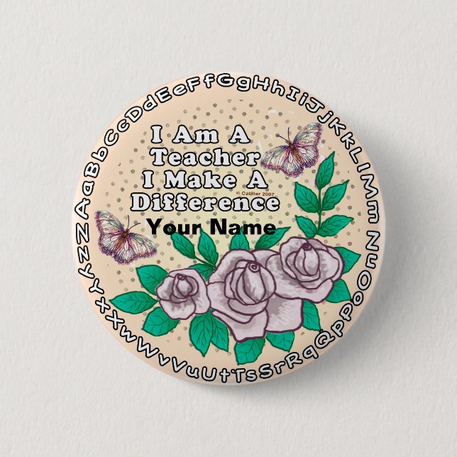 Macaron Rond 5 Cm Bouton épingle de l'enseignant qui fait la différe (Devant)