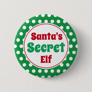 Macaron Rond 5 Cm Bouton épinglé de Noël du lutin secret du Père Noë