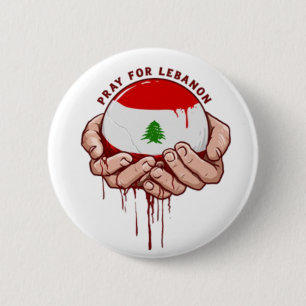 Macaron Rond 5 Cm Bouton épinglé de prière pour le Liban