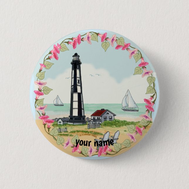 Macaron Rond 5 Cm Bouton épingle du phare Cape Henry (Devant)