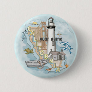Macaron Rond 5 Cm Bouton épingle du phare de Californie