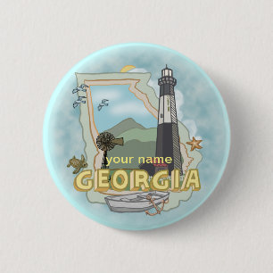 Macaron Rond 5 Cm Bouton épingle du phare de Géorgie