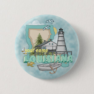 Macaron Rond 5 Cm Bouton épingle du phare de Louisiane