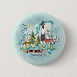 Macaron Rond 5 Cm Bouton épingle du phare de New York