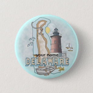 Macaron Rond 5 Cm Bouton épingle du phare Delaware